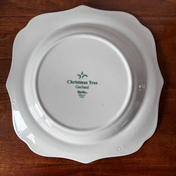 2 Spode Christmas Tree Garland Square Salad Plates 8.75” Vintage 2005 Holiday - Picture 5 of 10